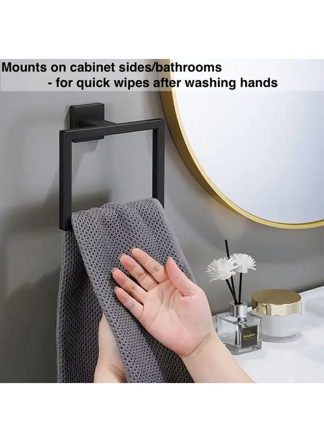 Black Stainless Steel Bathroom Hardware Set 5Pcs Towel Bar Robe Hooks Toilet Paper Holder - Image 5